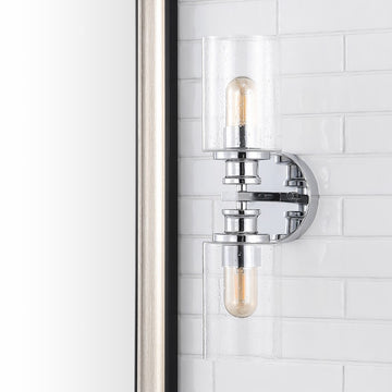 Jules Edison 16.5" Cylinder Iron/Seeded Glass Farmhouse Contemporary LED Wall Sconce